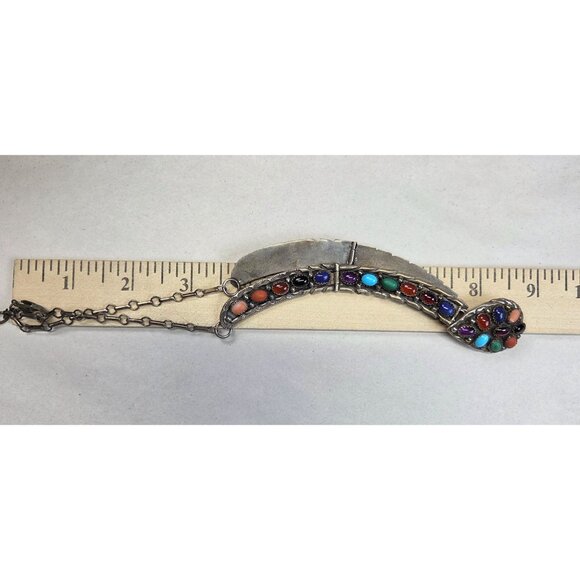 Vintage Native American Necklace Turquoise & Multi Stone Makers Mark Test 925 - Picture 13 of 13